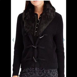 Chaps Faux Fur Toggle Cardigan NWT